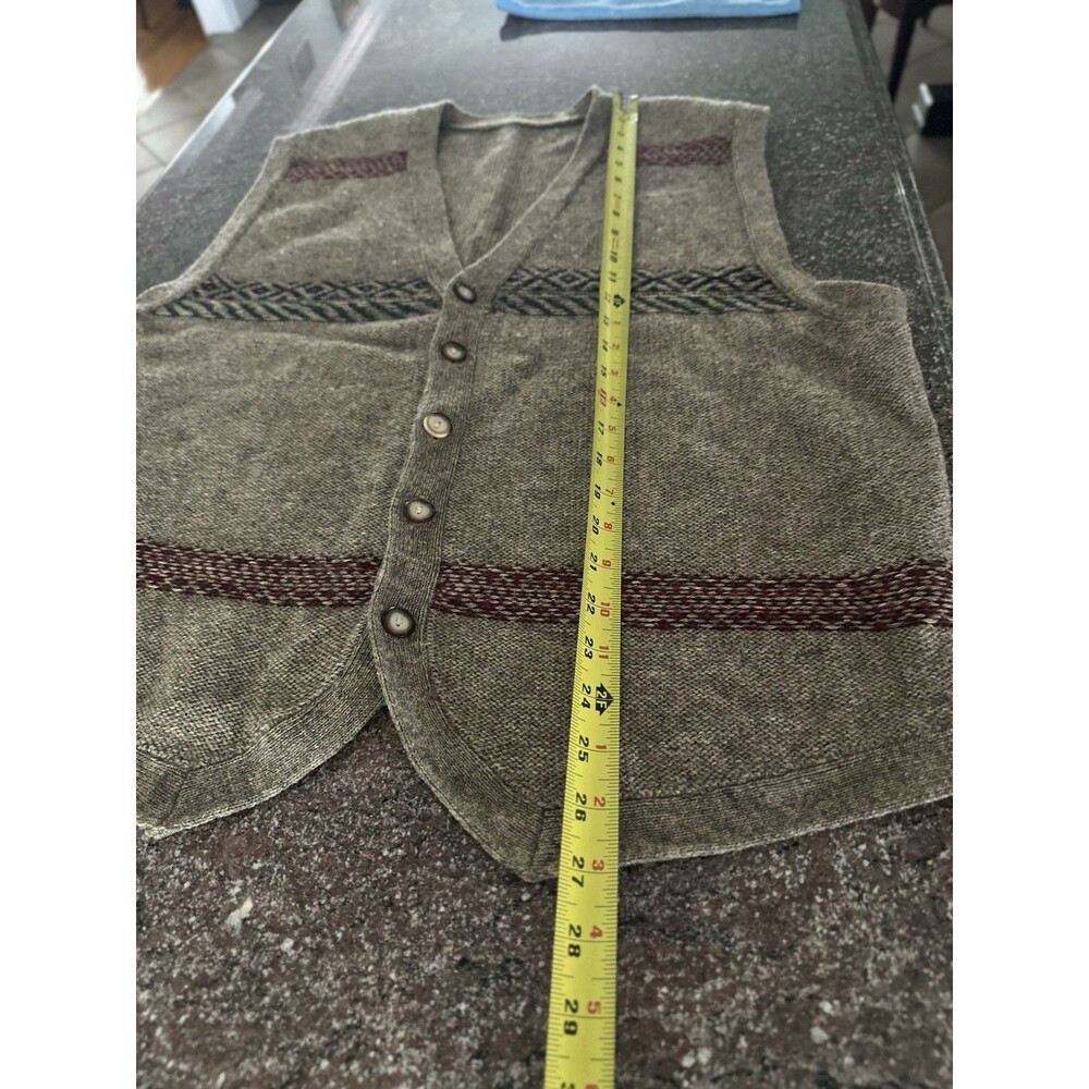 Vintage Eddie Bauer Men's L Wool Button Sweater Vest Aztec Western Grandpacore - Picture 5 of 9
